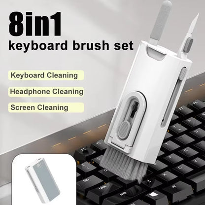 Computer Keyboard Cleaner Brush Multi-Function Cleaning Brush Earphone Cleaning Pen Cleaner Keycap Puller 8-In-1 Cleaning Kit